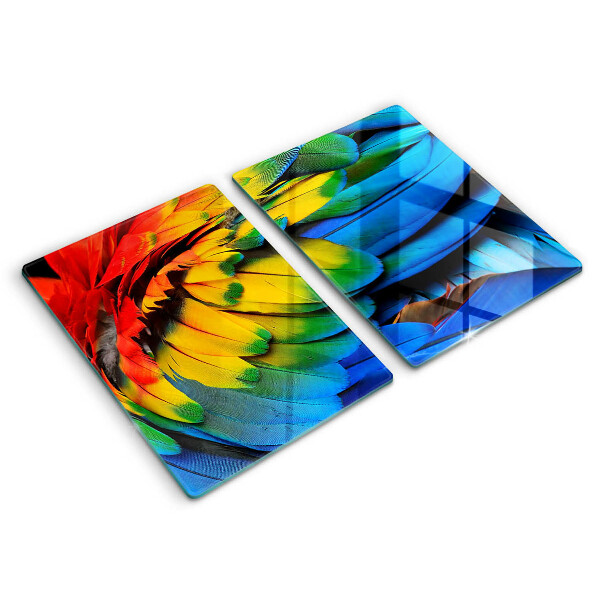 Placă sticla protectie aragaz Pene de papagal colorate
