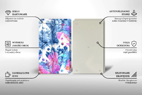 Placă din sticla protectie perete Ilustrație boho cu pene