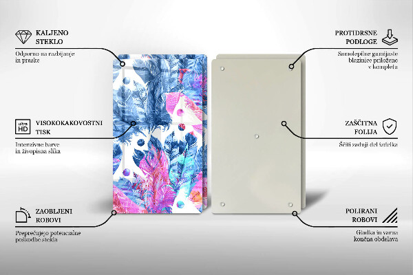 Placă din sticla protectie perete Ilustrație boho cu pene