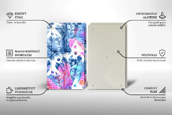 Placă din sticla protectie perete Ilustrație boho cu pene