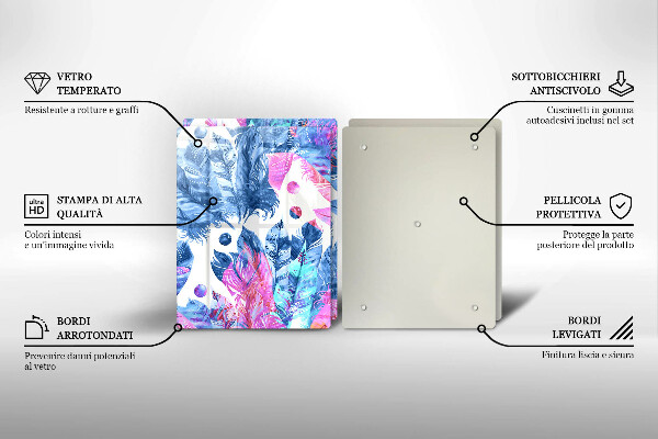 Placă din sticla protectie perete Ilustrație boho cu pene