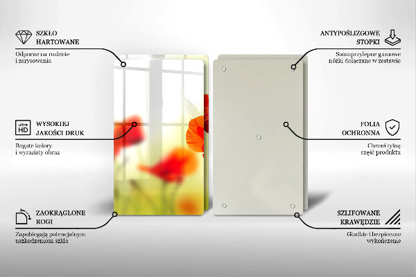 Placă sticla protectie aragaz Flori roșii de maci