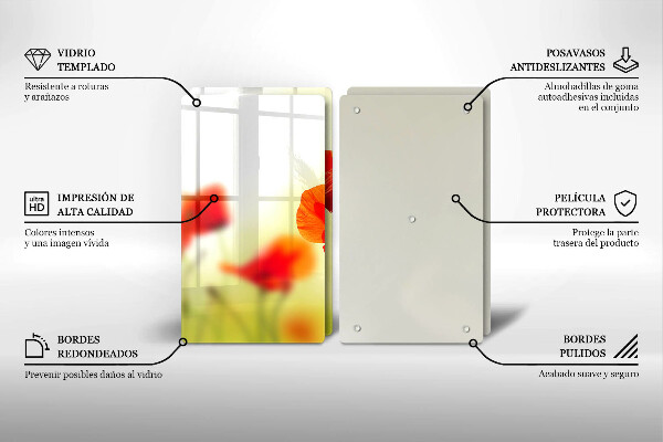 Placă sticla protectie aragaz Flori roșii de maci