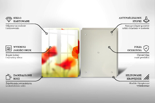 Placă sticla protectie aragaz Flori roșii de maci