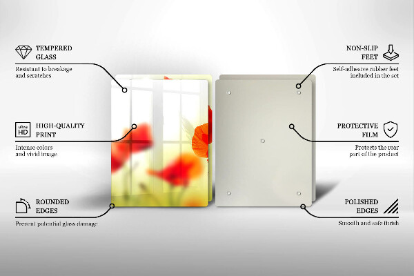 Placă sticla protectie aragaz Flori roșii de maci