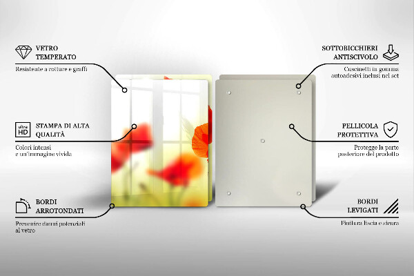 Placă sticla protectie aragaz Flori roșii de maci
