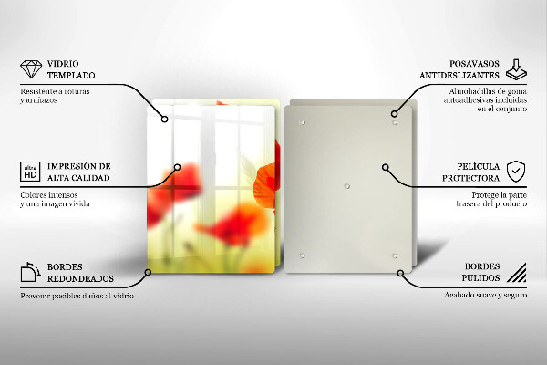 Placă sticla protectie aragaz Flori roșii de maci