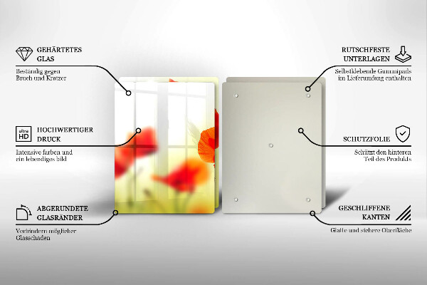 Placă sticla protectie aragaz Flori roșii de maci