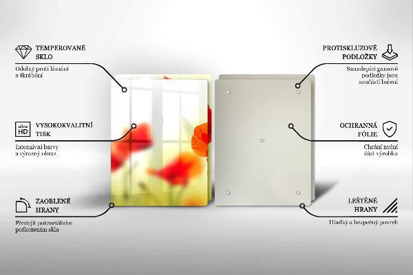 Placă sticla protectie aragaz Flori roșii de maci