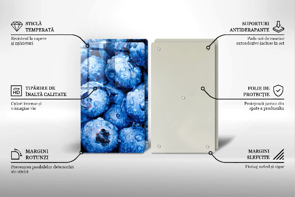Placă sticla protectie aragaz Afine suculente