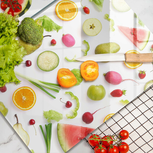 Placă sticla protectie aragaz Model de fructe și legume