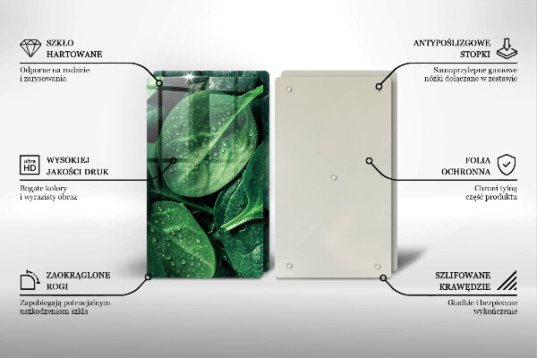 Placă sticla protectie aragaz Frunze de busuioc