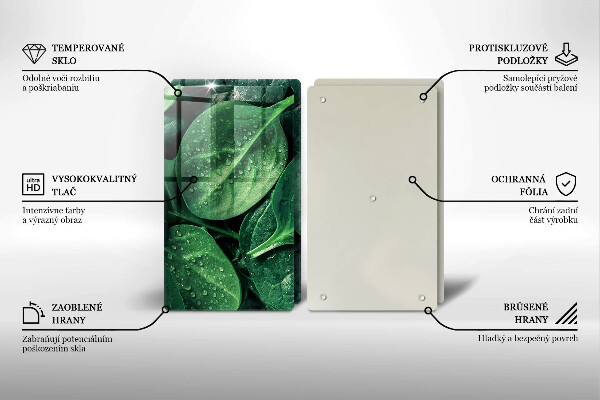 Placă sticla protectie aragaz Frunze de busuioc