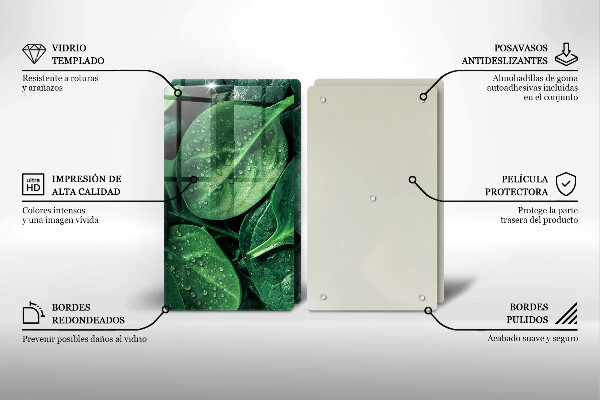 Placă sticla protectie aragaz Frunze de busuioc