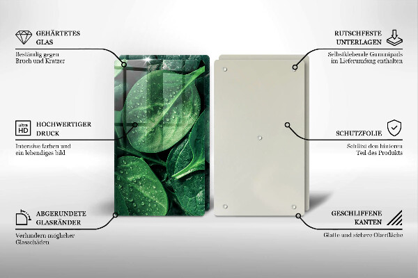 Placă sticla protectie aragaz Frunze de busuioc