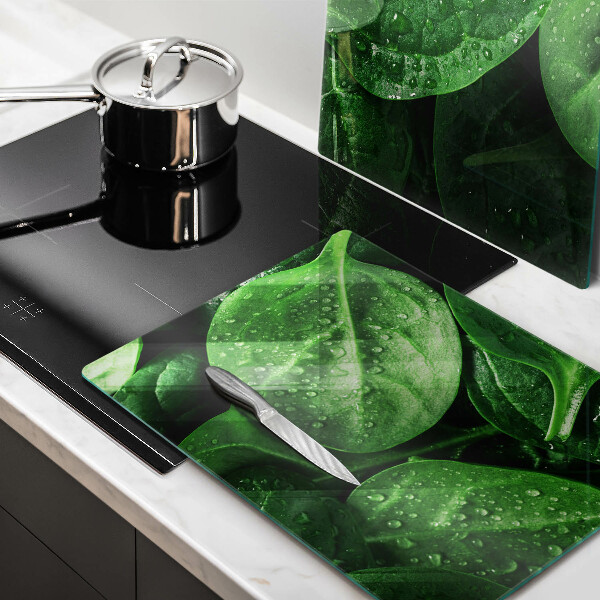 Placă sticla protectie aragaz Frunze de busuioc