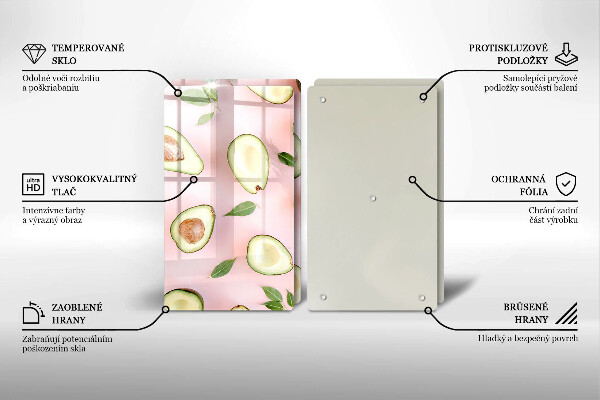 Placă sticla protectie aragaz Model de avocado