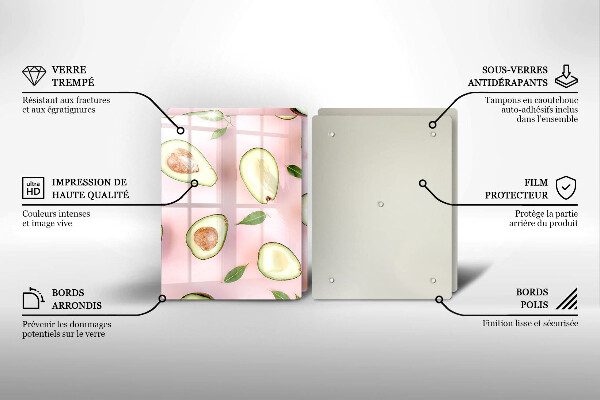 Placă sticla protectie aragaz Model de avocado