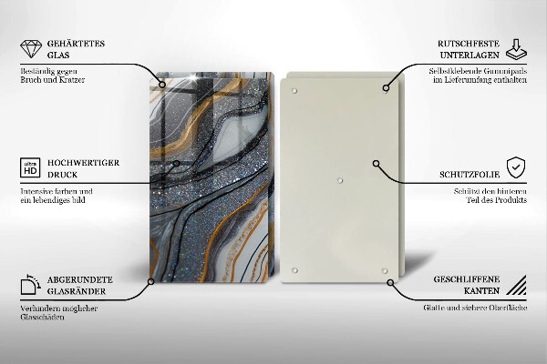 Placă din sticla protectie perete Stâncă cu aur