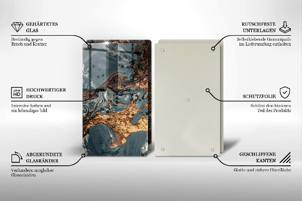 Placă din sticla protectie perete Structură de rocă aurie