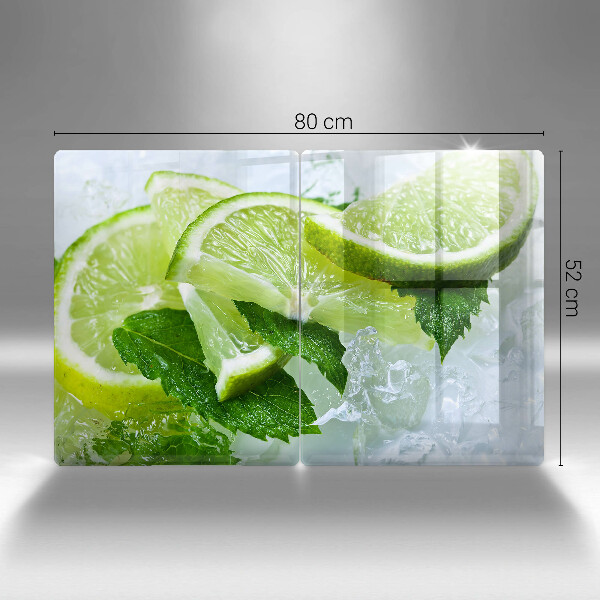 Placă sticla protectie aragaz Lime menta si gheata