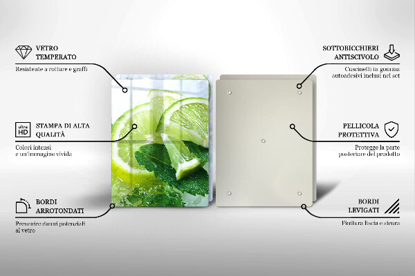 Placă sticla protectie aragaz Lime menta si gheata