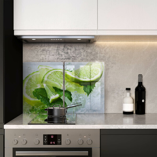 Placă sticla protectie aragaz Lime menta si gheata