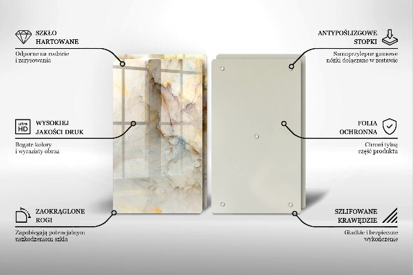 Placă din sticla protectie perete Textura de marmură cu aur