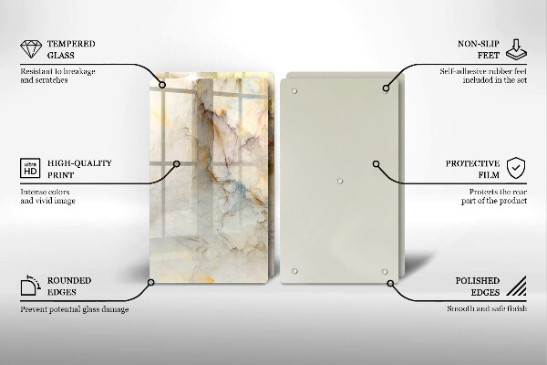 Placă din sticla protectie perete Textura de marmură cu aur