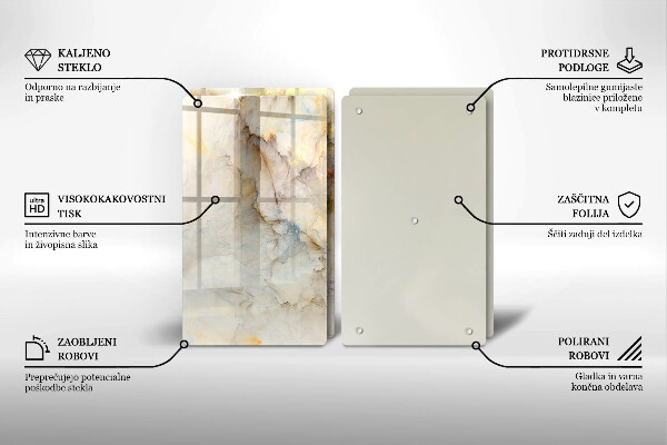 Placă din sticla protectie perete Textura de marmură cu aur