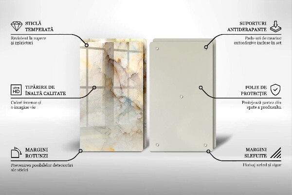 Placă din sticla protectie perete Textura de marmură cu aur