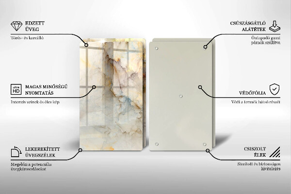Placă din sticla protectie perete Textura de marmură cu aur