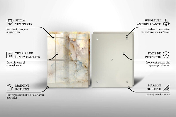 Placă din sticla protectie perete Textura de marmură cu aur