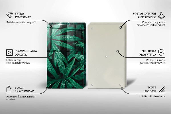 Placă din sticla protectie perete Frunze de plante