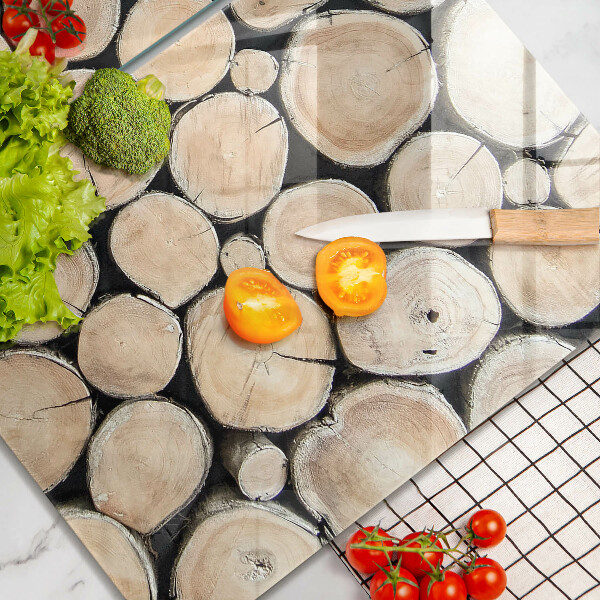 Placă sticla protectie aragaz Trunchiuri de copaci din lemn