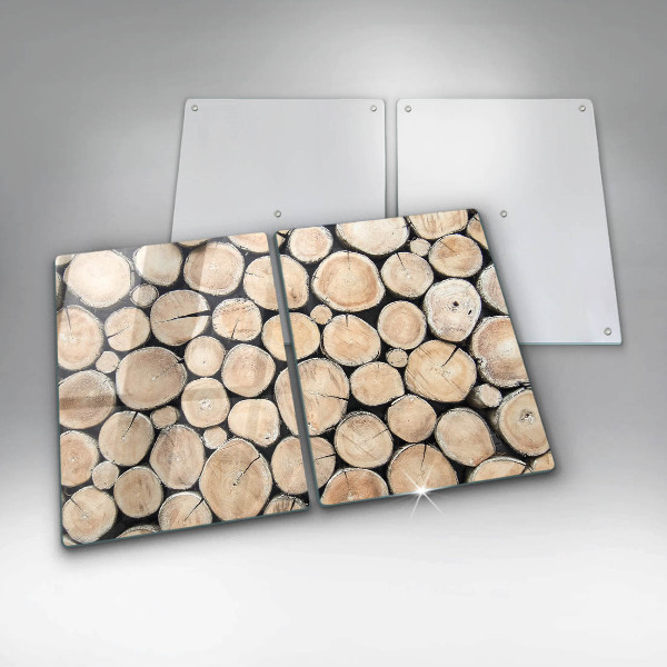 Placă sticla protectie aragaz Trunchiuri de copaci din lemn