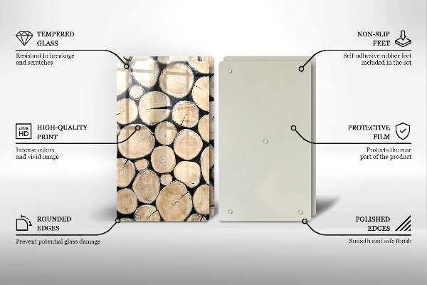 Placă sticla protectie aragaz Trunchiuri de copaci din lemn