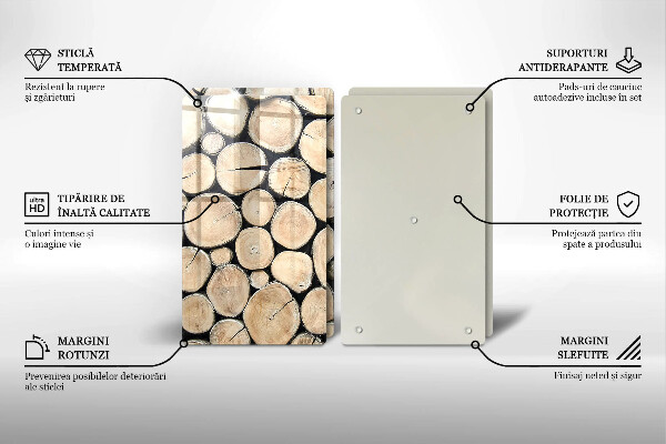 Placă sticla protectie aragaz Trunchiuri de copaci din lemn