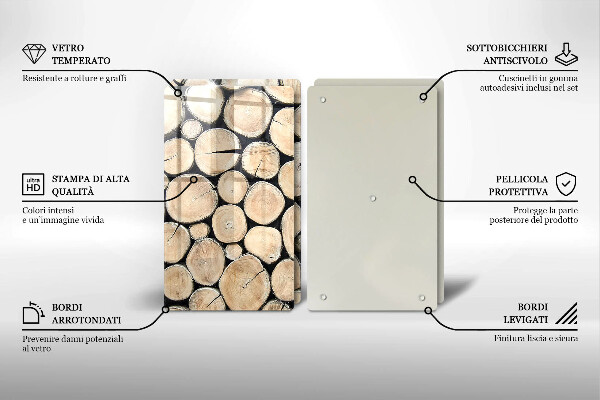 Placă sticla protectie aragaz Trunchiuri de copaci din lemn