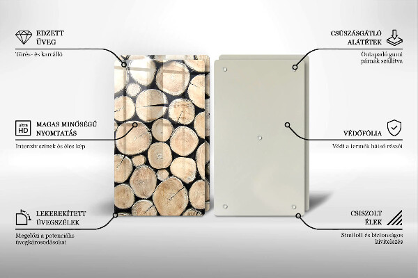 Placă sticla protectie aragaz Trunchiuri de copaci din lemn