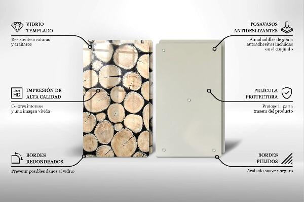 Placă sticla protectie aragaz Trunchiuri de copaci din lemn