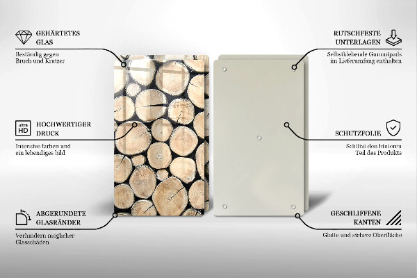 Placă sticla protectie aragaz Trunchiuri de copaci din lemn