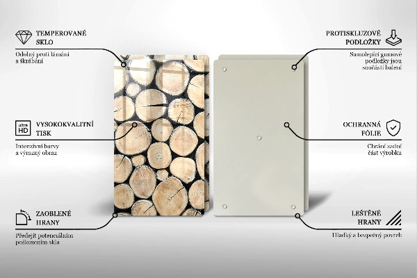 Placă sticla protectie aragaz Trunchiuri de copaci din lemn