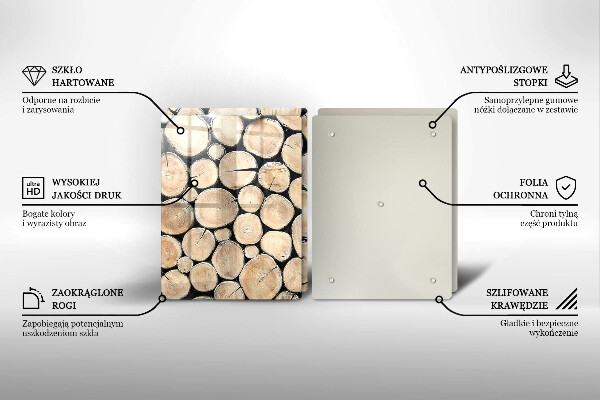 Placă sticla protectie aragaz Trunchiuri de copaci din lemn