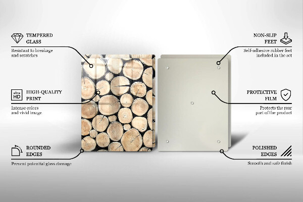 Placă sticla protectie aragaz Trunchiuri de copaci din lemn