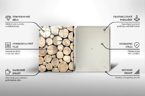 Placă sticla protectie aragaz Trunchiuri de copaci din lemn
