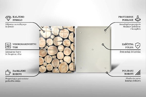 Placă sticla protectie aragaz Trunchiuri de copaci din lemn