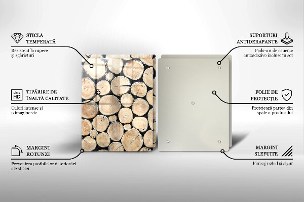 Placă sticla protectie aragaz Trunchiuri de copaci din lemn