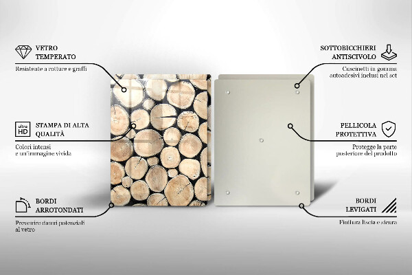 Placă sticla protectie aragaz Trunchiuri de copaci din lemn