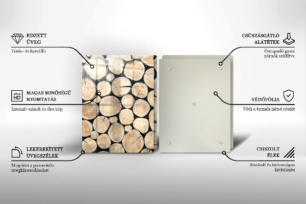 Placă sticla protectie aragaz Trunchiuri de copaci din lemn